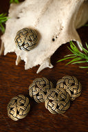 Keltiske knapper Tara, sæt med fem stk., messing