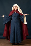 Manta medievală cu glugă, roșu, amestec de lână