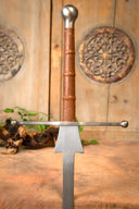 Federschwert AMHE, 125 cm, flexibilité rigide, brun, émoussée (battle-ready)