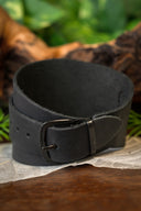 Armband mit Schnallen, schwarz, Leder