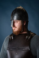 Wikinger Spangenhelm mit Kettengeflecht, dunkel, 1–1,2 mm