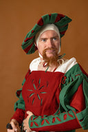 Landsknecht hat, counter beret, wool, green-red