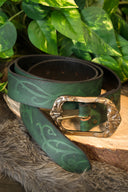 Cinturón de cuero Aranel, 130 cm, verde