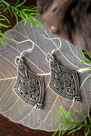 Viking earrings, Borre style scabbard, silver-plated bronze