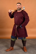 Medieval tunic Svein, wool, bordeaux red