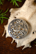 Fibule disque viking style Jelling, bronze argenté