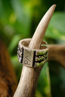 Mittelalterlicher Ring Frieden, versilberte Bronze