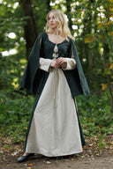 Medieval dress Jasione, green/cream