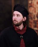 Middeleeuwse muts Armin wol, zwart, wolmix