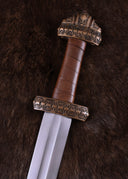 Vikingzwaard eiland Eigg, leren grip, getemperd, semi-scherp