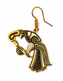 Earrings Germanic raven, bronze