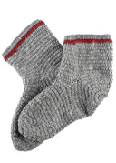 Crocheted socks, 100% wool, grey - wine red