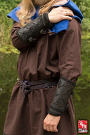 Leather Viking bracers, underarm guards, black, pair