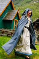 Broderad mantel Damia, grå, ullmix