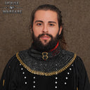 Maliën standard, zwart, gemixt geklonken platte ringen, 9 mm, messing rand