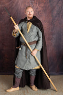Viking kaftan, grey, herringbone pattern, wool blend