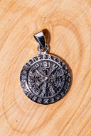 Vegvisir privjesak, srebrna, drvo