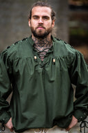 Piratskjorte med snører, grøn