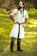 Túnica celta, manga corta, crema