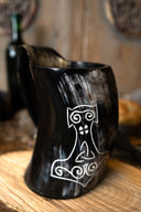 Viking horn mug with Thor's hammer, 500-650 ml