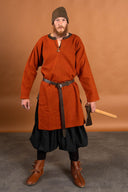 Diamantkypert tunika, 100 procent ull, orange röd