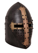 Sugarloaf Helm mit klappbarem Visier und antiker Oberfläche, 1,6 mm