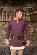 Tunika Tyr w jodełkę, bordo-szara, mieszanka wełny