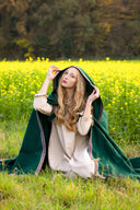 Geborduurde mantel Lyra, groen, wolmix