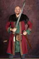 Broderet vikingekaftan, rød-blå