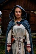 Średniowieczny płaszcz Karen, szary, mieszanka wełny