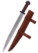 Seax do século IX com punho de couro, semi-afiado