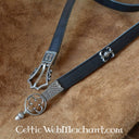 Luxe Gotische riem, verzilverd, 151 cm, bruin