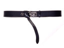 Romeinse riem met Triquetra-beslag, 5 cm, zwart leer, verzilverd messing