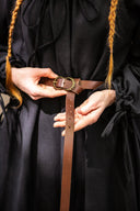 Skórzany pas, szerokość 2 cm, brązowy