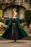 Broderet kappe Damia med lukning, grøn, uldblanding