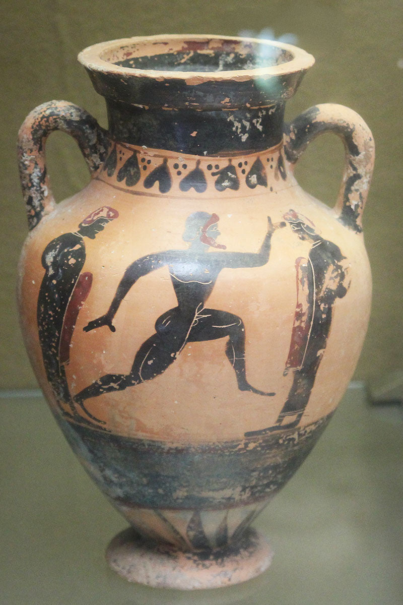 Griekse vaas met afbeelding van hopliet