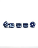 Cuenta de vidrio vikingo Havdhem, Gotland, azul-blanco, 5 piezas