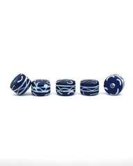 Cuenta de vidrio vikingo Havdhem, Gotland, azul-blanco, 5 piezas