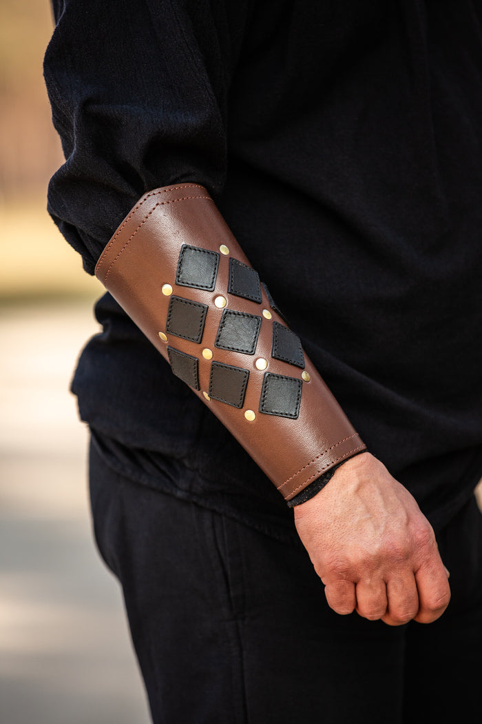 Bracciali in pelle Pius, protezioni avambraccio, marroni