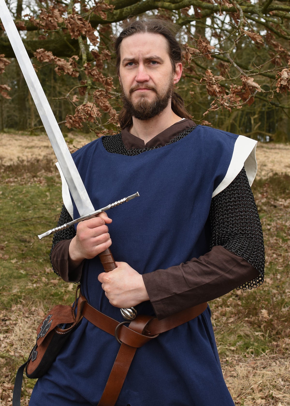 Sobretúnica medieval Rodrick, azul-crema