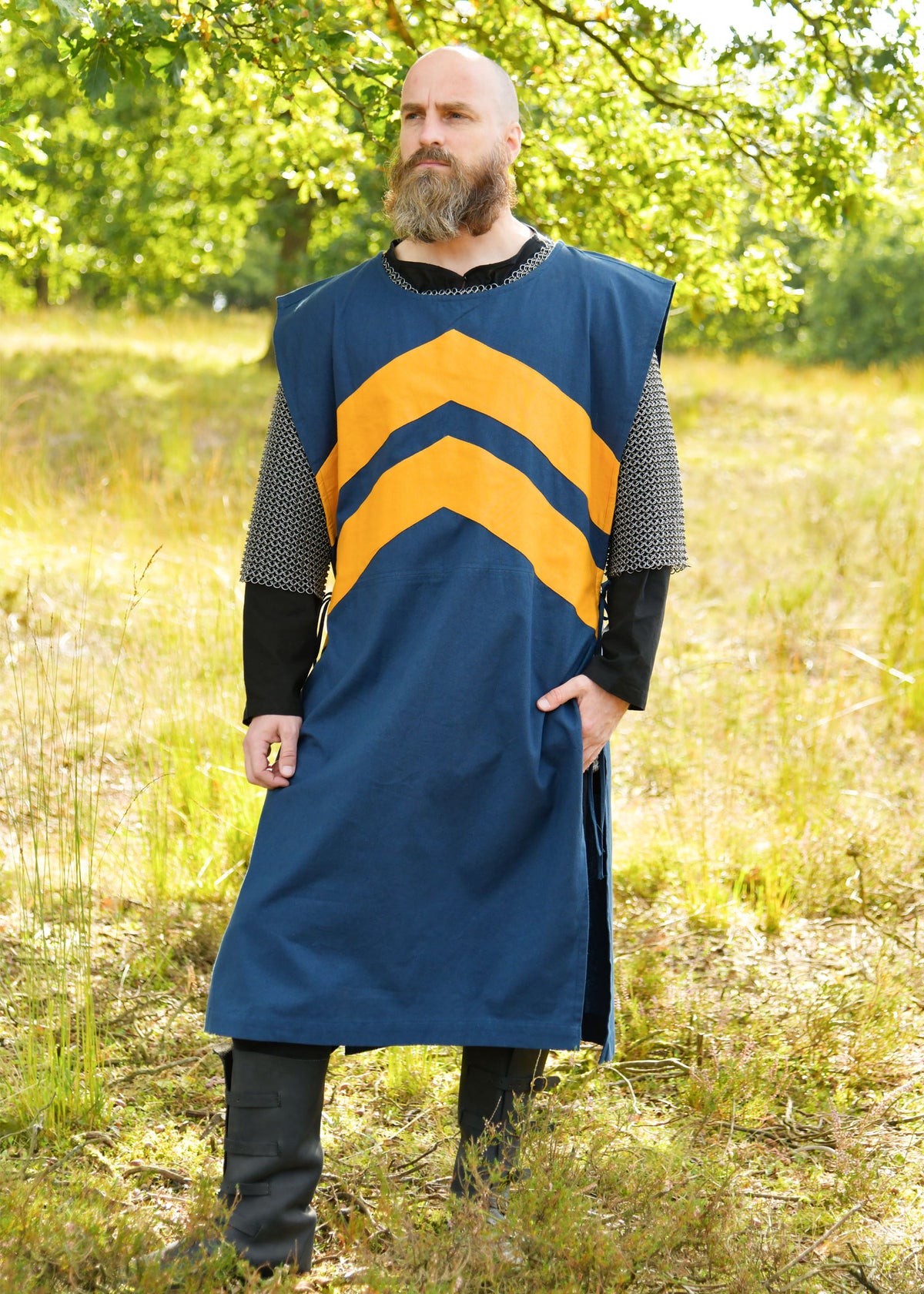 Overkleed met chevrons, blauw-geel