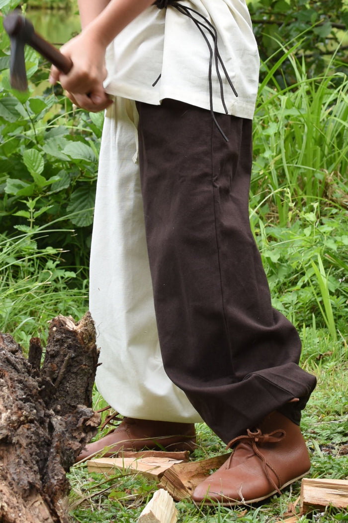 Pantaloni pentru copii Asmund, maro-natural