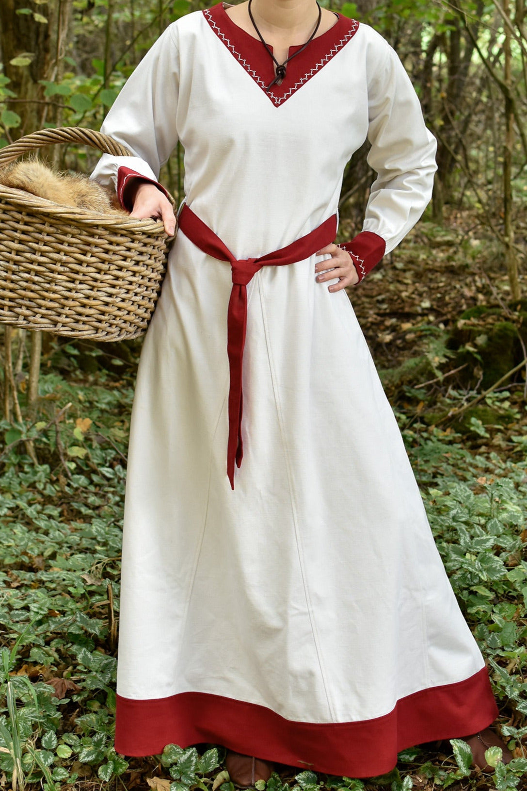 Viking dress Helga, natural-red