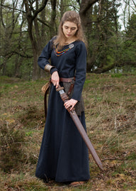Middeleeuwse jurk Afra, donkerblauw