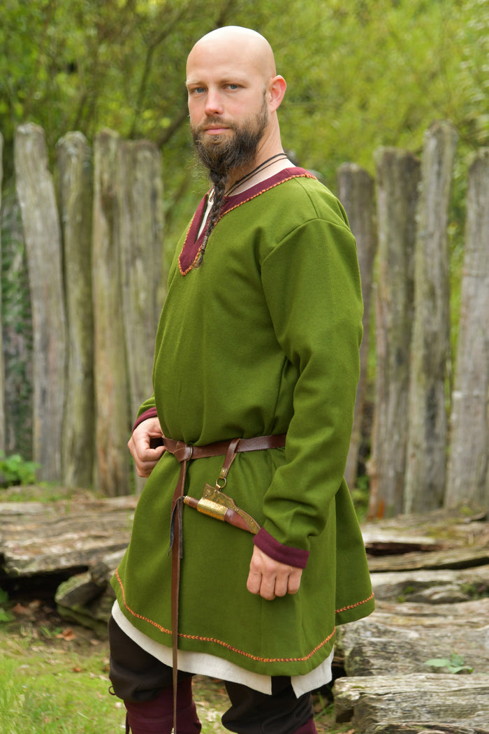 Vikingtuniek Folkmar, wol, groen-rood