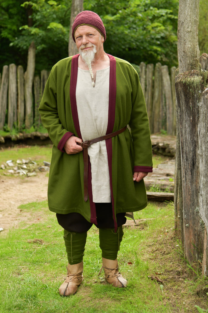 Gevoerde kaftan Heming, wol, groen-rood