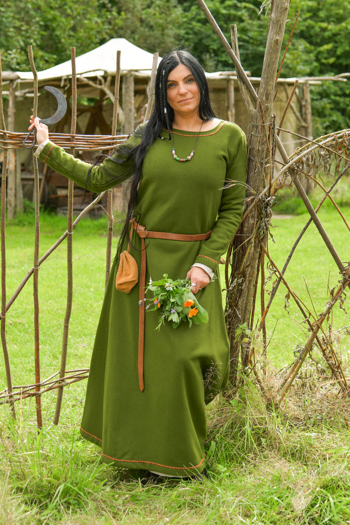 Viking jurk Jorunn, wol, groen