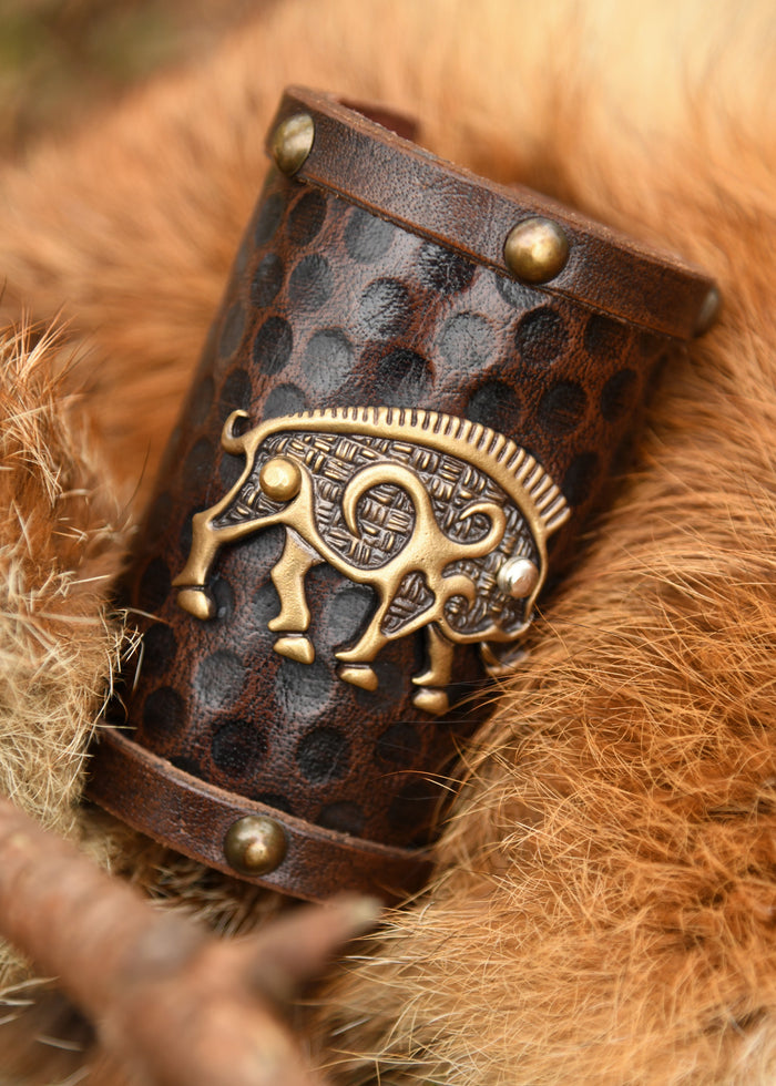 Bracelet Sanglier celtique Knocknagael par pièce, cuir