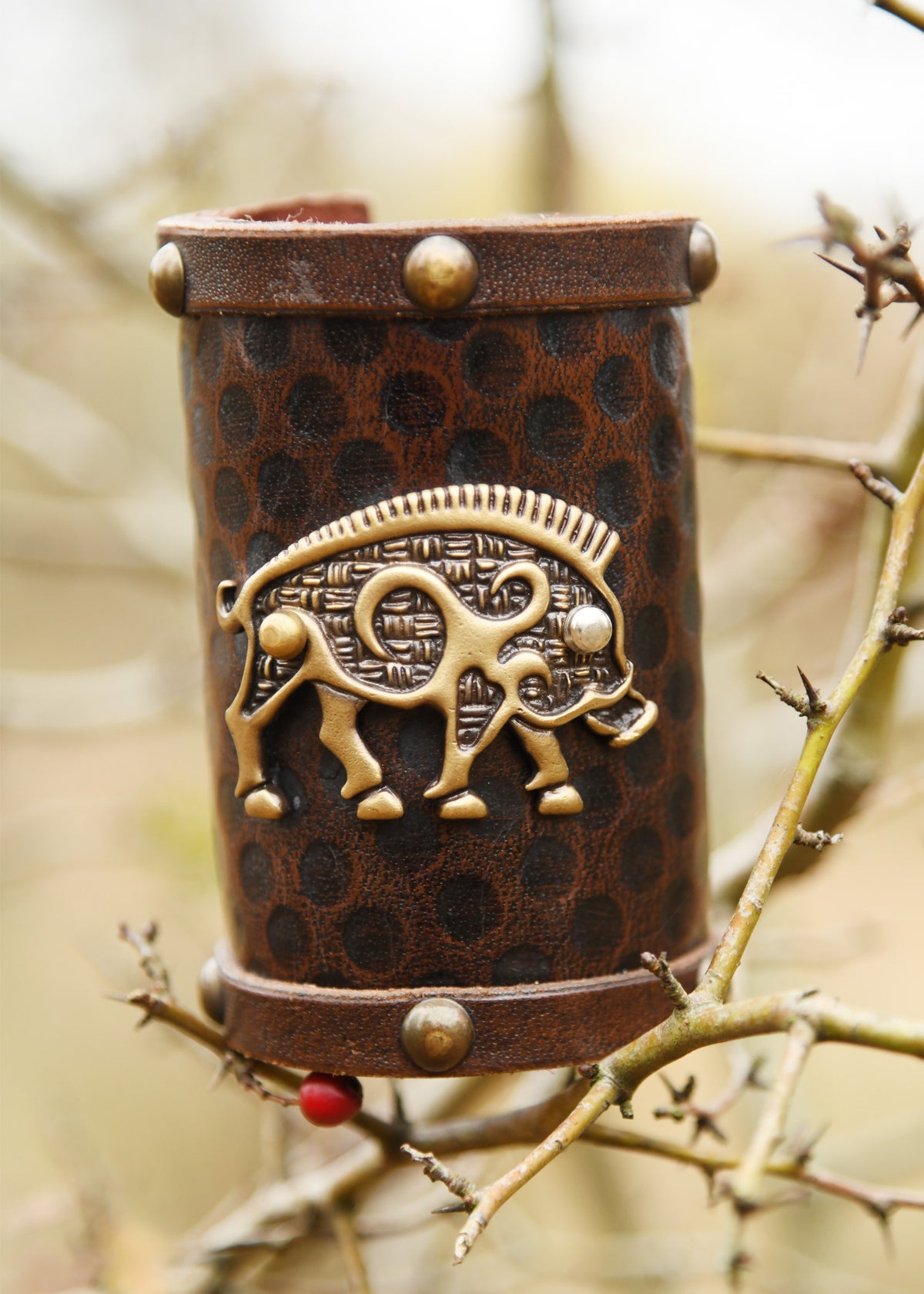 Bracelet Sanglier celtique Knocknagael par pièce, cuir