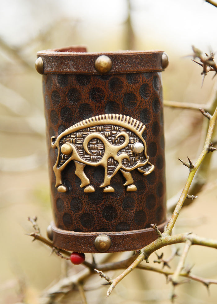 Bracelet Sanglier celtique Knocknagael par pièce, cuir